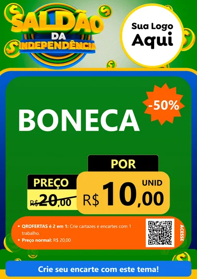 Modelo de Cartaz para Cartaz A4 Vertical com o tema Saldão da Indepêndencia para Brinquedos