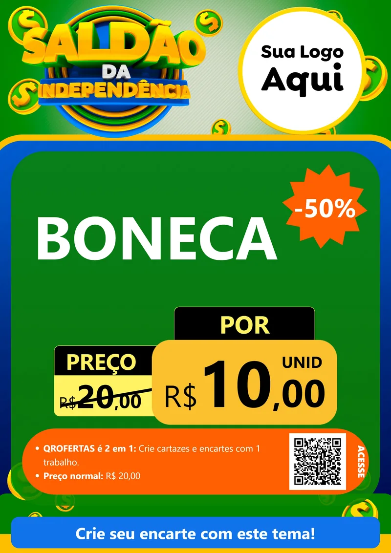 Modelo de Cartaz para Cartaz A4 Vertical com o tema Saldão da Indepêndencia para Brinquedos