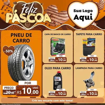 Modelo de Rede Social para Feed Facebook com o tema Feliz Páscoa para Auto peças