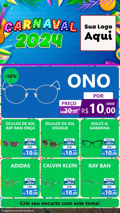 Modelo de Rede Social para Stories com o tema Carnaval 2027 para Óticas