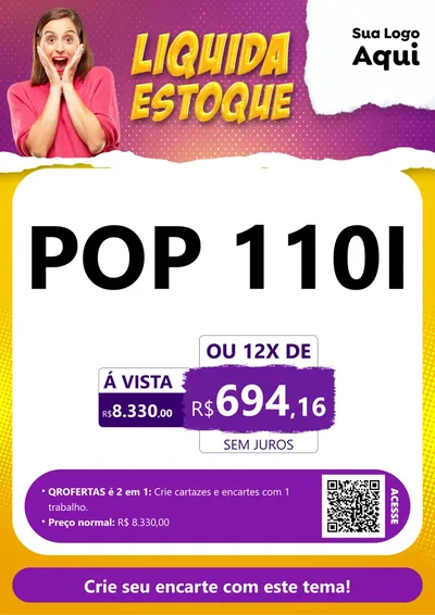 Modelo de Cartaz para Cartaz A4 Vertical com o tema Liquida estoque para Concessionaria de Motos
