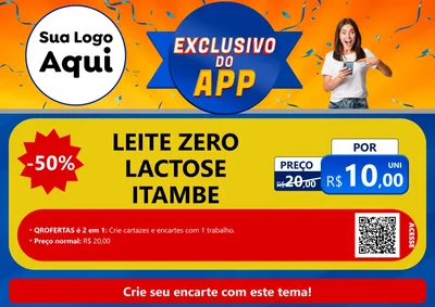 Modelo de Cartaz para Cartaz A4 Horizontal com o tema Exclusivo do Aplicativo para Frios e Laticínios