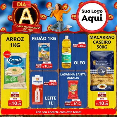 Modelo de Rede Social para Feed Facebook com o tema Dia A - O Dia Mais Barato Do Mês para Supermercado