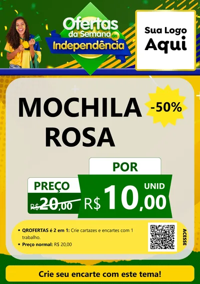 Modelo de Cartaz para Cartaz A4 Vertical com o tema Ofertas da Semana da Independência para Papelaria