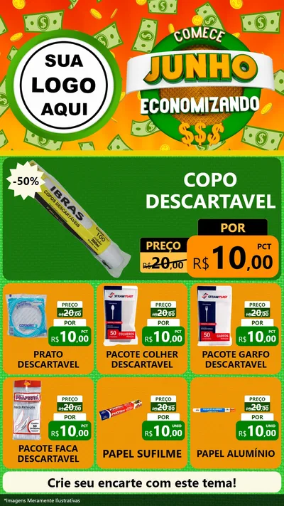 Modelo de Rede Social para Stories com o tema Comece Junho Economizando para Embalagens