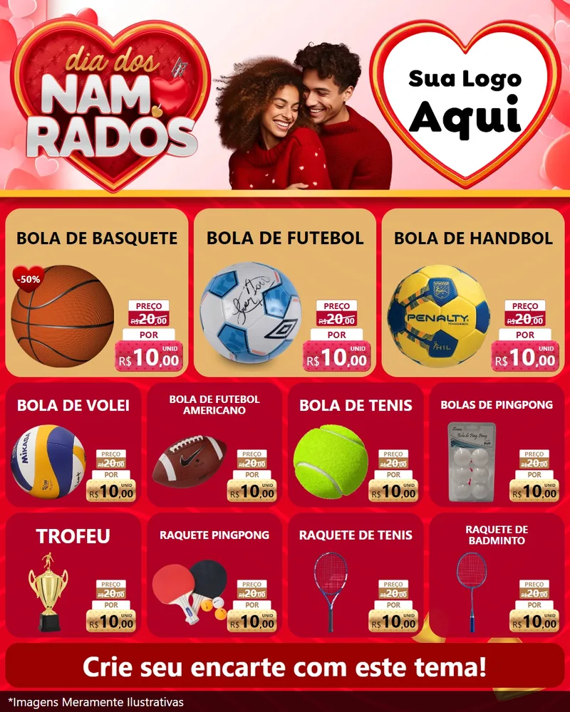 Modelo de Rede Social para Feed Instagram com o tema Dia dos Namorados para Artigos Esportivos