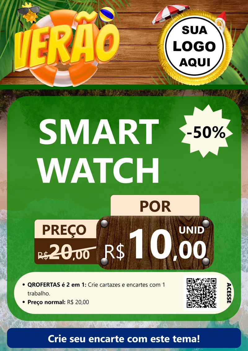 Modelo de Cartaz para Cartaz A4 Vertical com o tema Verão para Informática