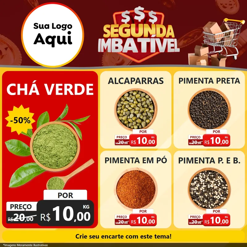 Modelo de Rede Social para Feed Facebook com o tema Segunda Imbatível para Produtos Naturais