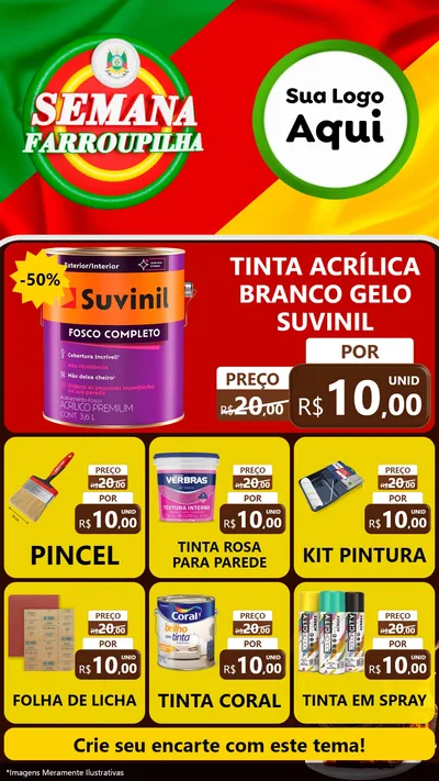 Modelo de Rede Social para Stories com o tema Semana Farroupilha para Tintas e Ferramentas