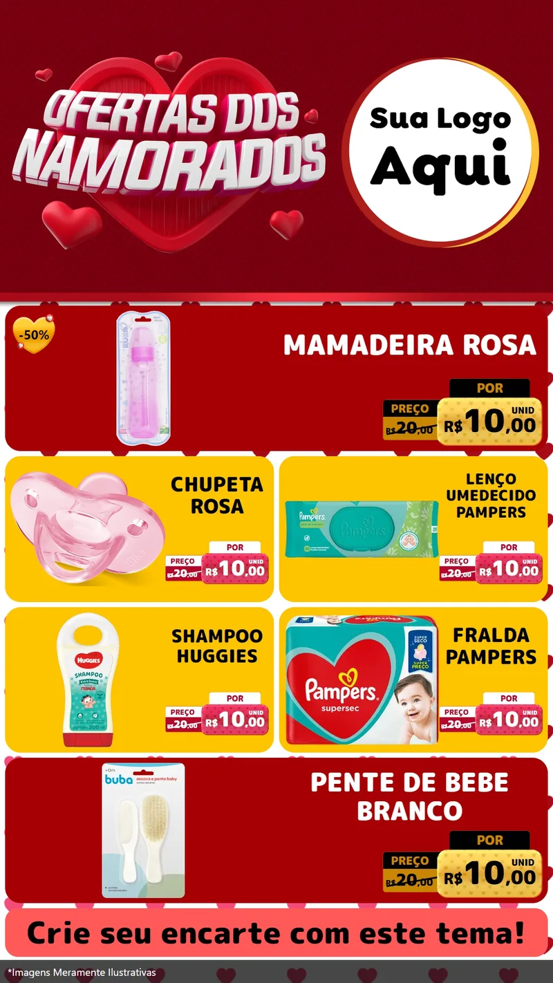 Modelo de TV para TV Vertical com o tema Ofertas Dos Namorados para Bebês
