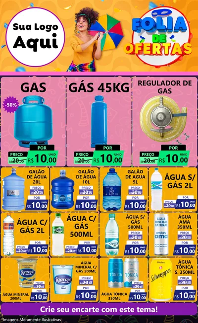 Modelo de Encarte para Encarte Grande com o tema Folia de Ofertas para Água e gás