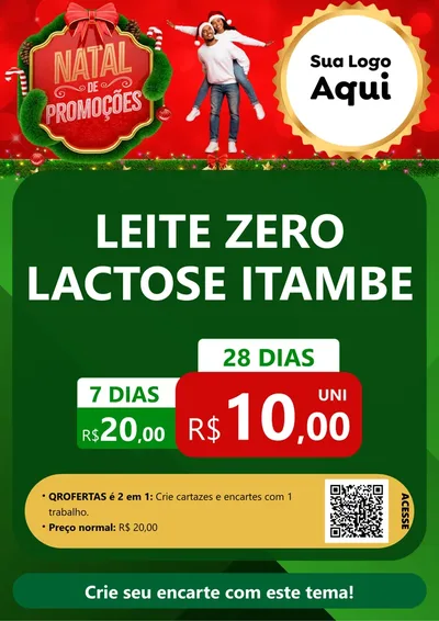 Modelo de Cartaz para Cartaz A4 Vertical com o tema Natal de Promoções para Frios e Laticínios