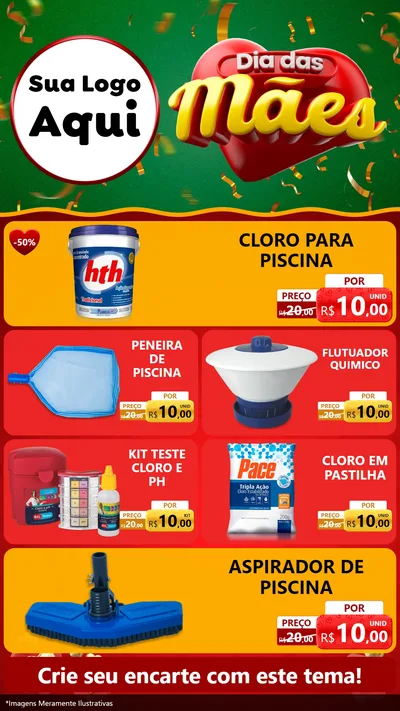 Modelo de TV para TV Vertical com o tema Dia das Mães para Produtos para Piscina