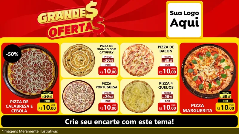 Modelo de TV para TV Horizontal com o tema Grandes Ofertas para Pizzaria