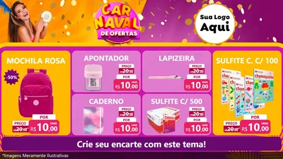 Modelo de TV para TV Horizontal com o tema Carnaval de Ofertas para Papelaria