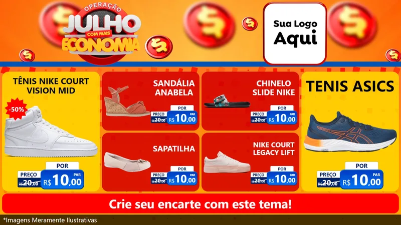 Modelo de TV para TV Horizontal com o tema Operação Julho Com Mais Economia para Calçados