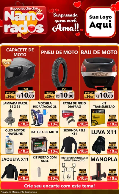 Modelo de Encarte para Encarte Grande com o tema Especial Dia dos Namorados para Moto peças