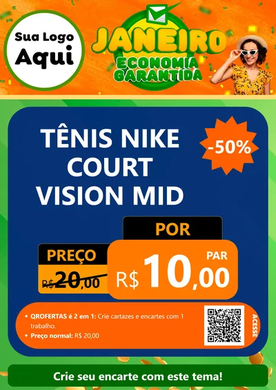 Modelo de Cartaz para Cartaz A4 Vertical com o tema Janeiro - Economia Garantida para Calçados