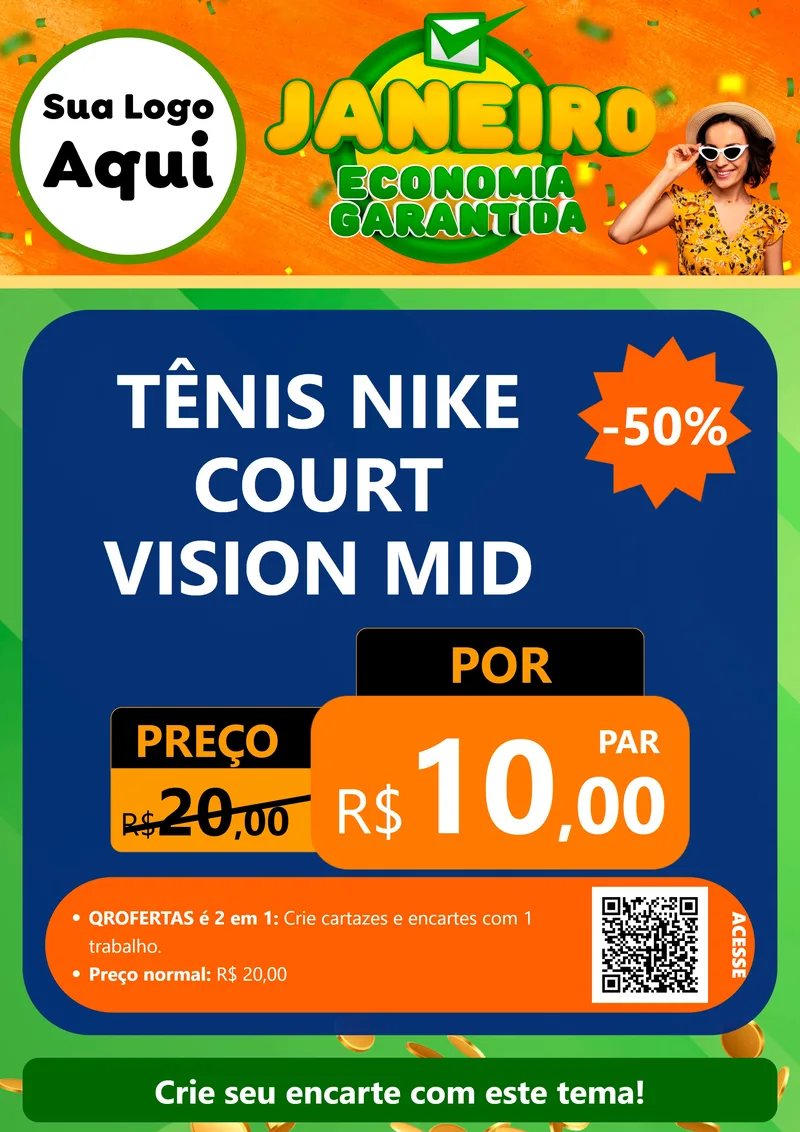 Modelo de Cartaz para Cartaz A4 Vertical com o tema Janeiro - Economia Garantida para Calçados