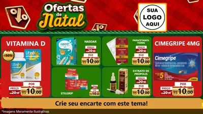 Modelo de TV para TV Horizontal com o tema Ofertas de Natal para Farmácia