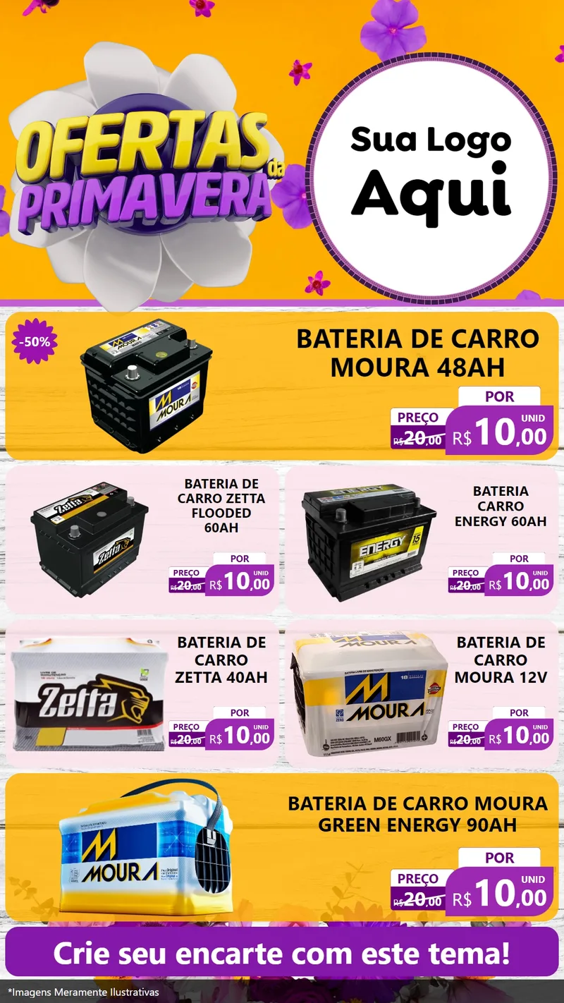 Modelo de TV para TV Vertical com o tema Ofertas Da Primavera para Baterias Elétricas