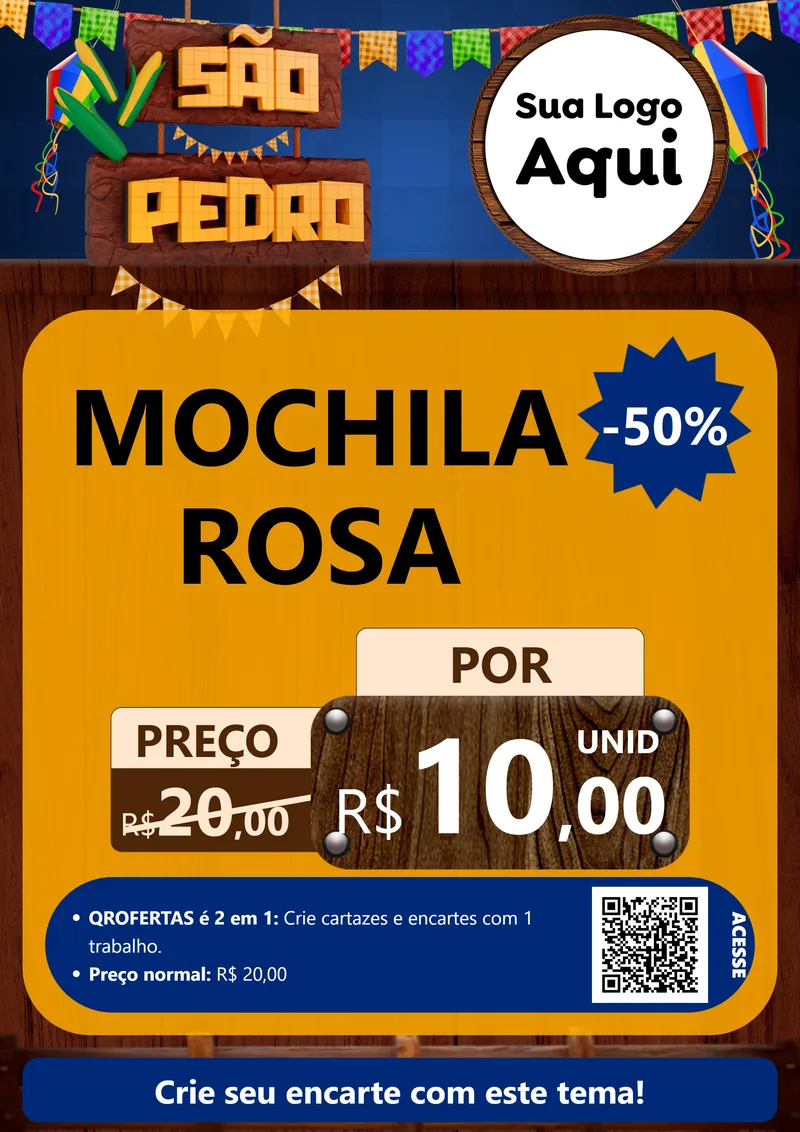 Modelo de Cartaz para Cartaz A4 Vertical com o tema São Pedro para Papelaria
