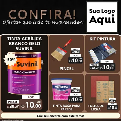 Modelo de Rede Social para Feed Facebook com o tema Confira! Ofertas que irão te surpreender! para Tintas e Ferramentas