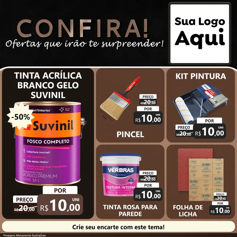 Modelo de Rede Social para Feed Facebook com o tema Confira! Ofertas que irão te surpreender! para Tintas e Ferramentas