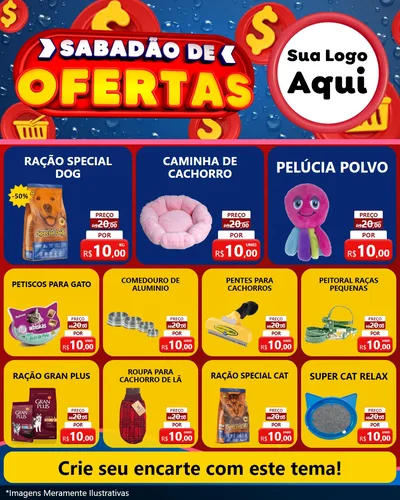 Modelo de Rede Social para Feed Instagram com o tema Sabadão de Ofertas para Pet Shop
