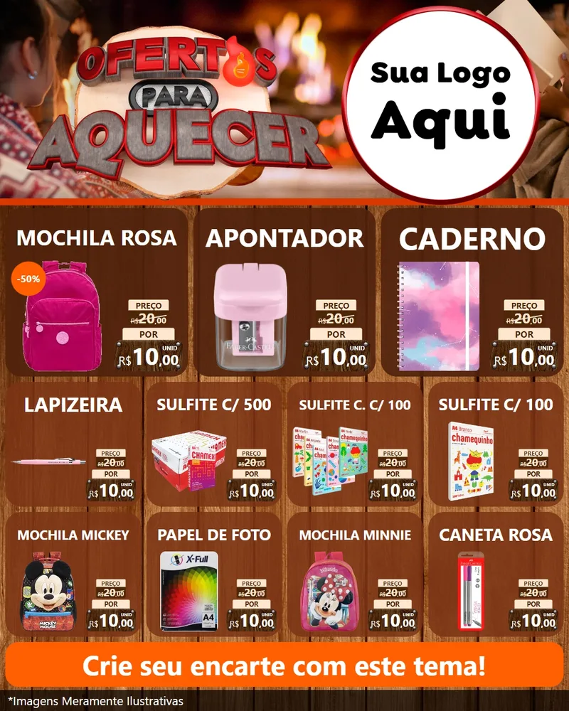 Modelo de Rede Social para Feed Instagram com o tema Ofertas Para Aquecer para Papelaria