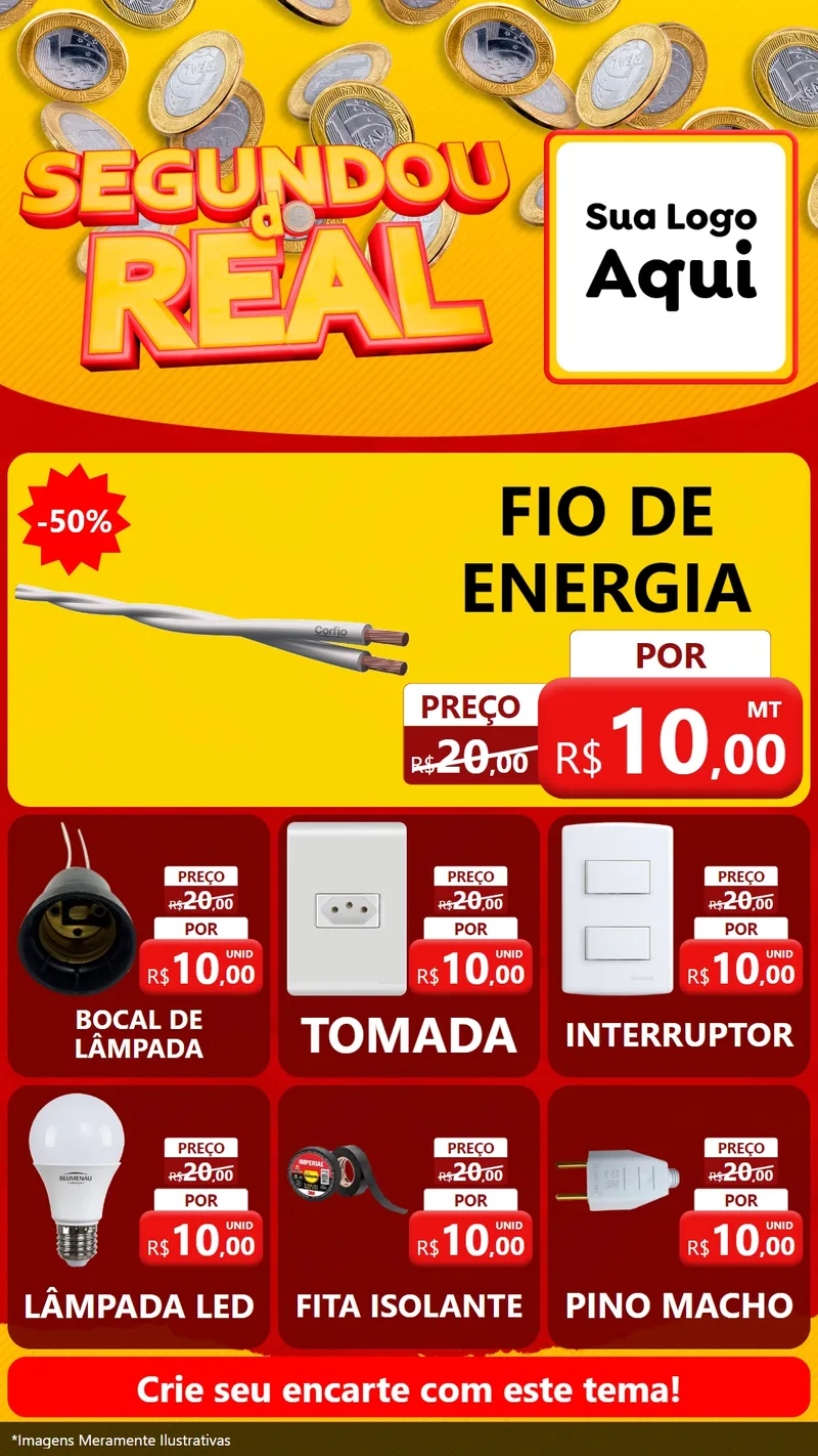 Modelo de Rede Social para Stories com o tema Segundou do Real para Materiais Elétricos