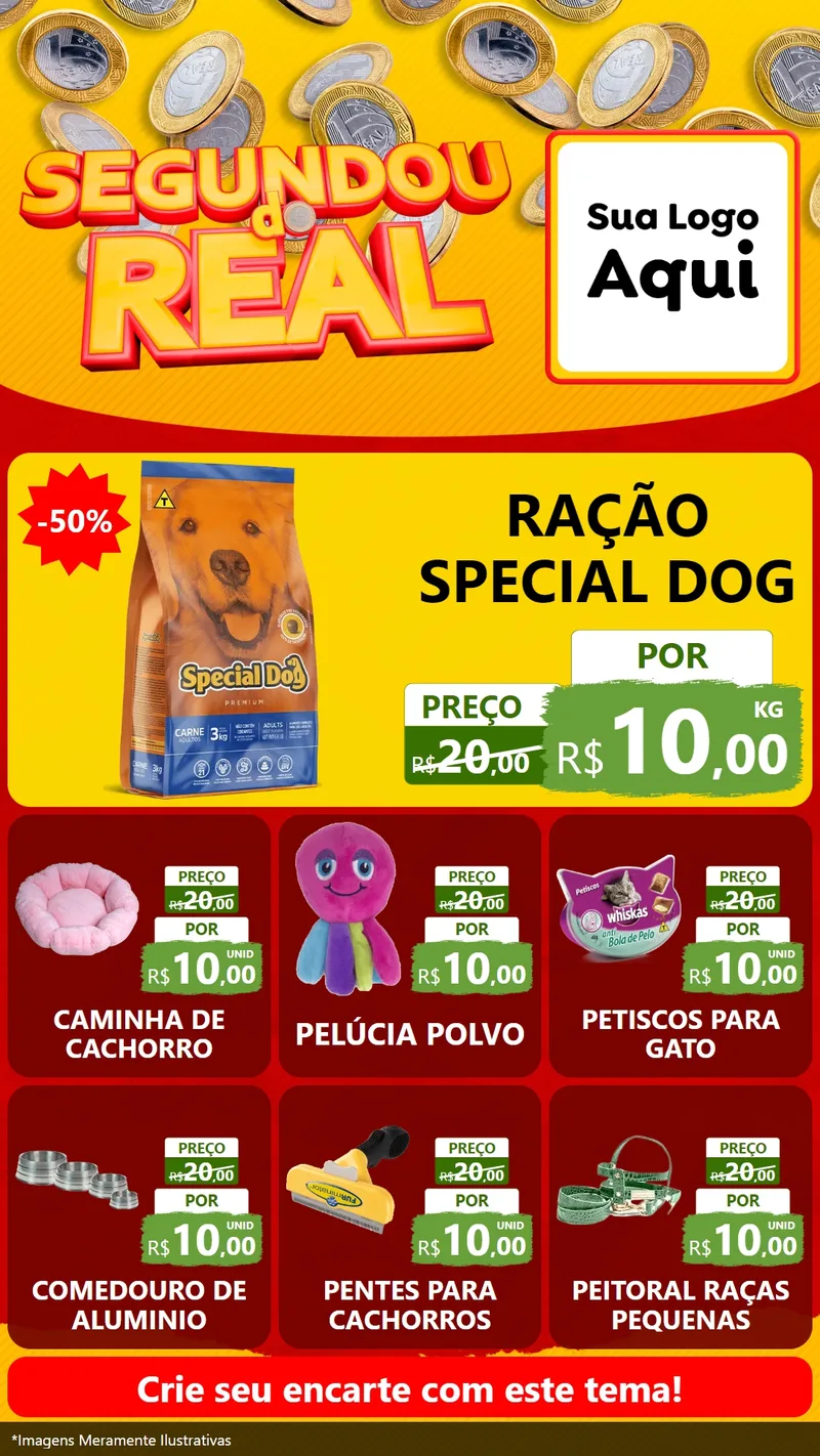 Modelo de Rede Social para Stories com o tema Segundou do Real para Pet Shop