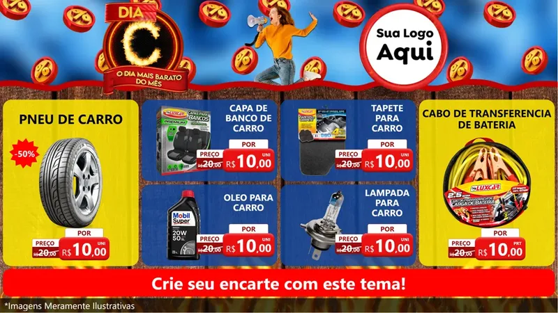 Modelo de TV para TV Horizontal com o tema Dia C - O Dia Mais Barato Do Mês para Auto peças
