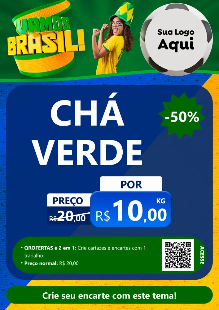 Modelo de Cartaz para Cartaz A4 Vertical com o tema Vamos Brasil - Copa para Produtos Naturais