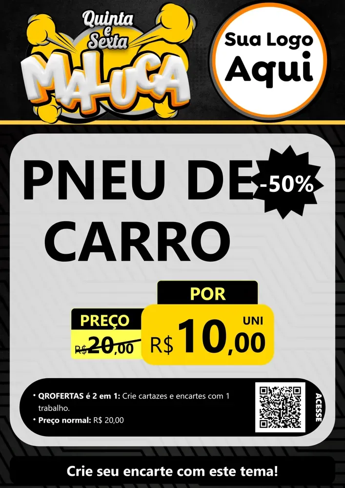 Modelo de Cartaz para Cartaz A4 Vertical com o tema Quinta e Sexta Maluca para Auto peças