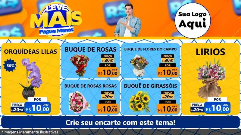 Modelo de TV para TV Horizontal com o tema Leve Mais, Pague Menos para Floricultura e jardim
