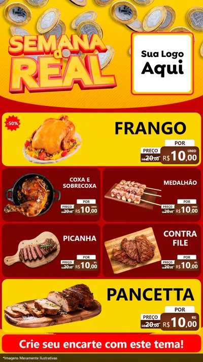 Modelo de TV para TV Vertical com o tema Semana do Real para Assados