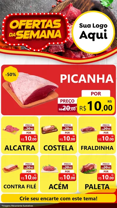 Modelo de Rede Social para Stories com o tema Ofertas da Semana para Açougue
