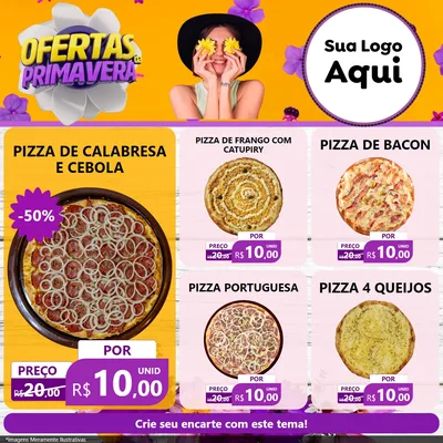 Modelo de Rede Social para Feed Facebook com o tema Ofertas Da Primavera para Pizzaria