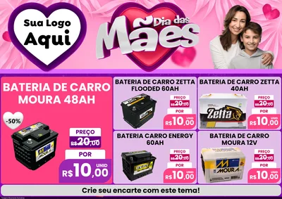 Modelo de Encarte para Encarte A4 Horizontal com o tema Dia das Mães para Baterias Elétricas