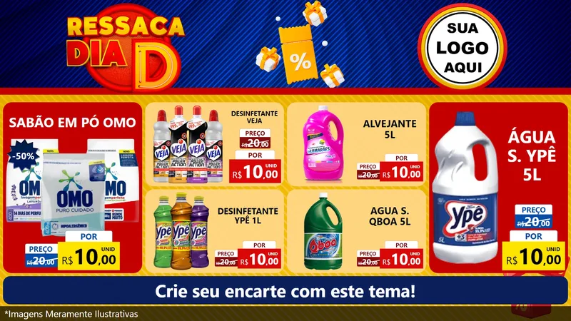 Modelo de TV para TV Horizontal com o tema Ressaca Dia D para Produtos de Limpeza