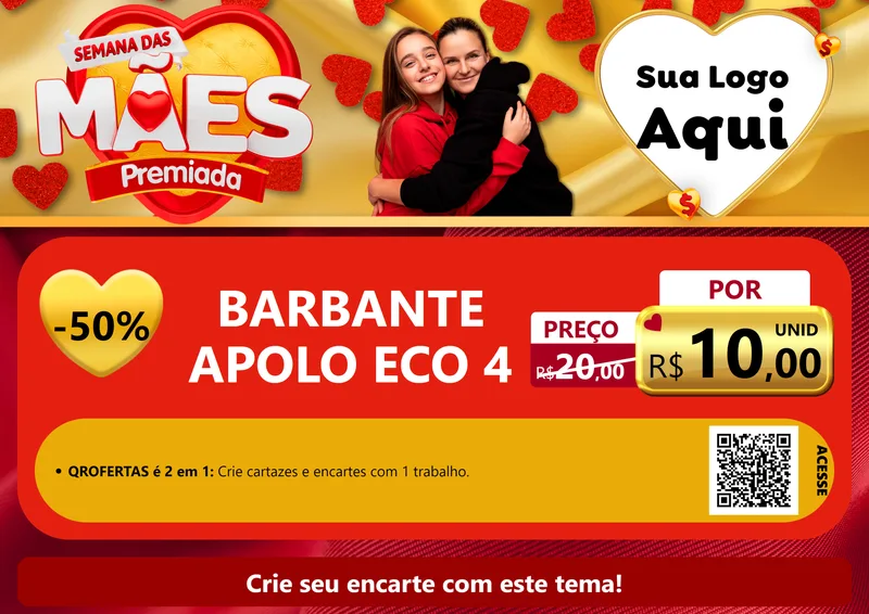 Modelo de Cartaz para Cartaz A4 Horizontal com o tema Semana das Mães Premiada para Armarinho e Aviamentos