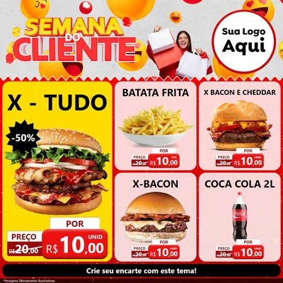 Modelo de Rede Social para Feed Facebook com o tema Semana do Cliente para Hamburgueria