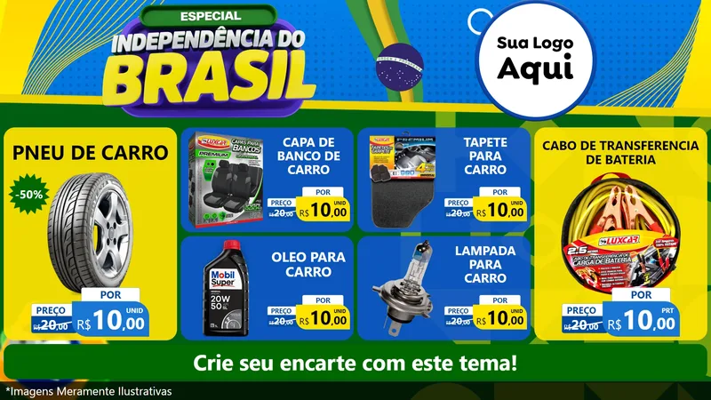 Modelo de TV para TV Horizontal com o tema Especial Independência do Brasil para Auto peças