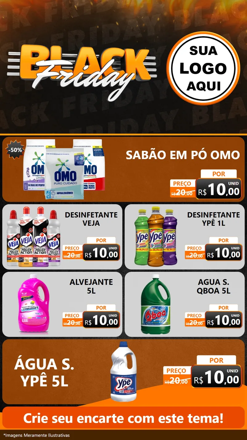 Modelo de TV para TV Vertical com o tema Black Friday para Produtos de Limpeza