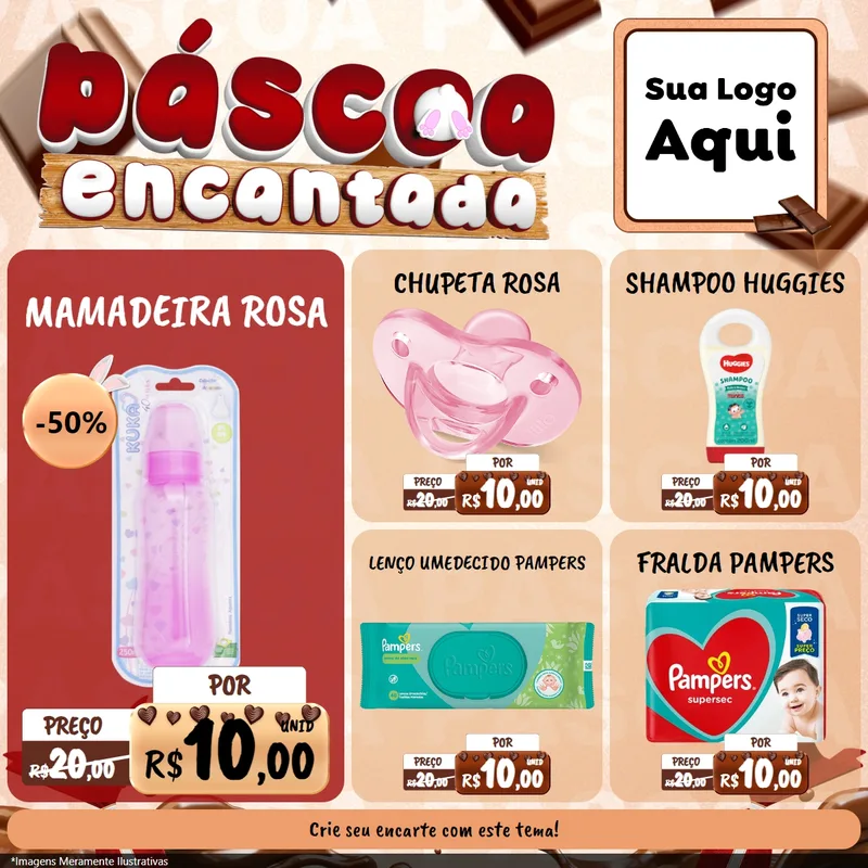 Modelo de Rede Social para Feed Facebook com o tema Páscoa Encantada para Bebês