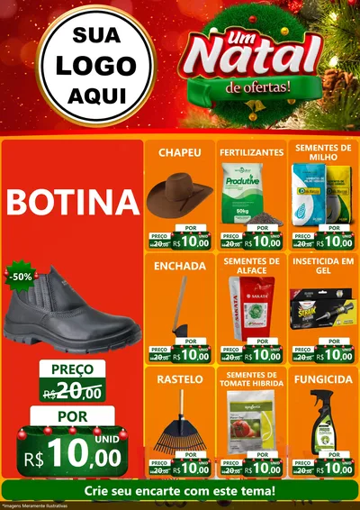 Modelo de Encarte para Encarte A4 Vertical com o tema Um Natal de Ofertas para Agropecuária