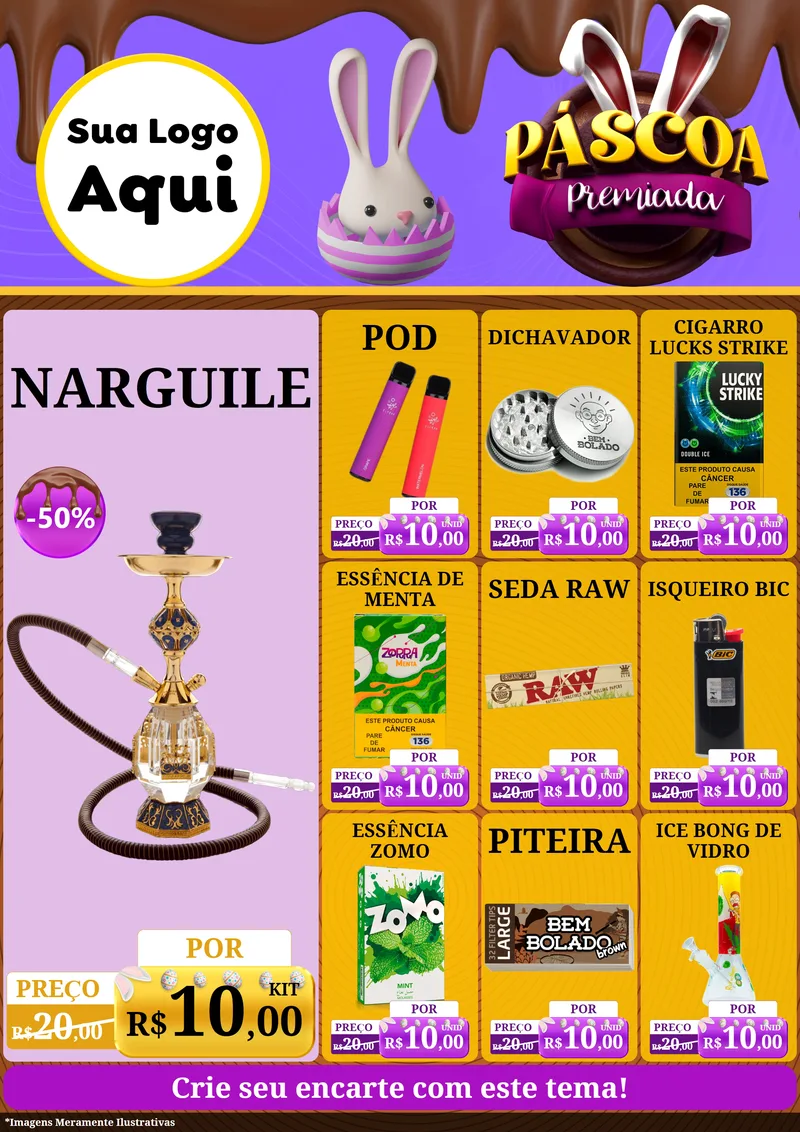 Modelo de Encarte para Encarte A4 Vertical com o tema Páscoa Premiada para Tabacaria
