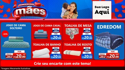 Modelo de TV para TV Horizontal com o tema Promoção das Mães para Cama, Mesa e Banho