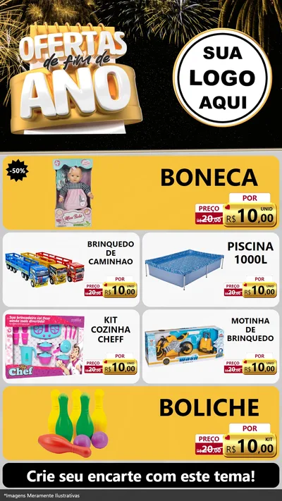 Modelo de TV para TV Vertical com o tema Ofertas de Fim de Ano para Brinquedos